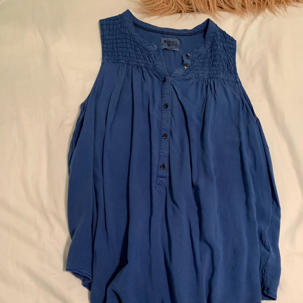 Anthropologie Holding Horses top size medium blue